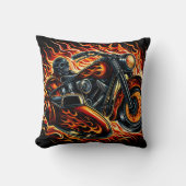 炎を上げて燃え盛るオートバイ クッション (正面)