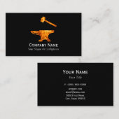 炎を上げるアンビルとハンマー鍛冶金 名刺 (正面/裏面)