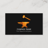 炎を上げるアンビルとハンマー鍛冶金 名刺 (正面)