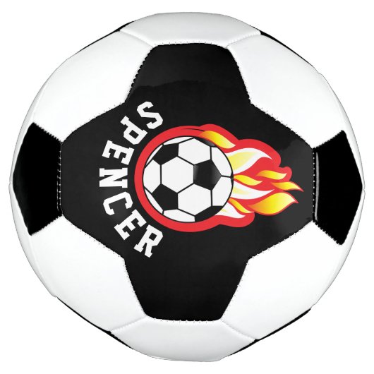 炎を上げるサッカーボパーソナライズされたール サッカーボール (回転)
