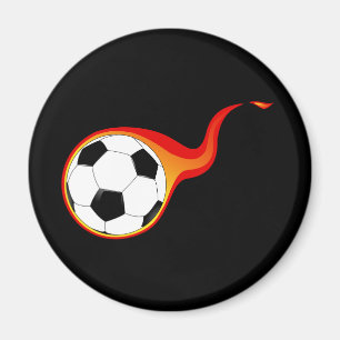 炎を上げるサッカーボール マグネット
