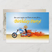 炎を上げるバイクパーティの招待状 招待状 (正面/裏面)