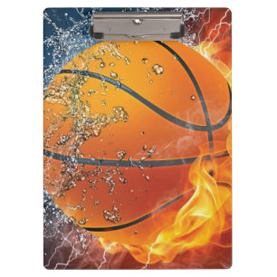 炎を上げるバスケットボール クリップボード