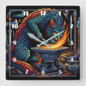 炎を作る:キャット鍛冶屋(職場) スクエア壁時計 (正面)