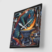 炎を作る:キャット鍛冶屋(職場) スクエア壁時計 (傾斜)