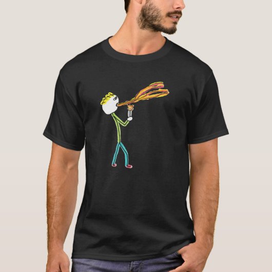 炎を吐くスティックマン Tシャツ (正面)