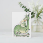 炎を吐くドラゴンのイラスト ポストカード (スタンド正面)