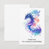 炎を吐くドラゴンの魔法の誕生日 サンキューカード (正面/裏面)