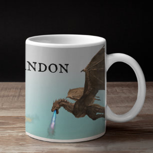 炎を吐くドラゴン・ワイバーン オーダーメイド コーヒーマグカップ