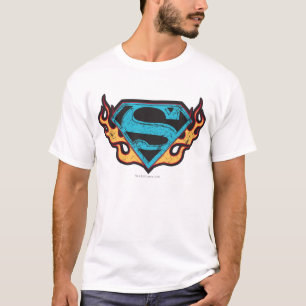 炎を持つスーパーガールブルーロゴ Tシャツ