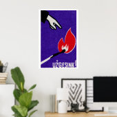 炎を指差す手 マッチ箱アートプリント ポスター (ホームオフィス)