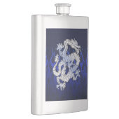 炎を競争させるクロムカーボンの青いドラゴン フラスク (右)