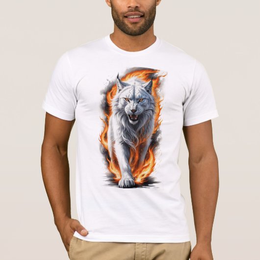 炎を貫く激しい炎の山猫 Tシャツ (正面)