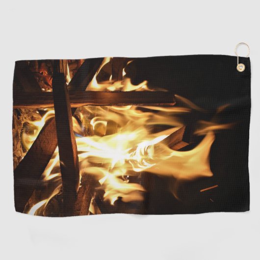 炎を通して ゴルフタオル (横)