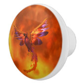 炎カラフルの飛んでいる背景に立つフェニックス セラミックノブ (右)