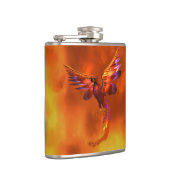 炎カラフルの飛んでいる背景に立つフェニックス フラスク (右)