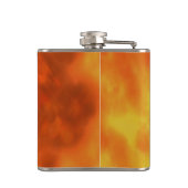 炎カラフルの飛んでいる背景に立つフェニックス フラスク (裏面)