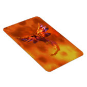 炎カラフルの飛んでいる背景に立つフェニックス マグネット (右側)