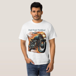炎クラシックで動くオートバイ Tシャツ