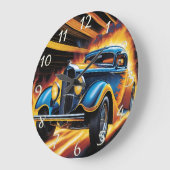 炎クラシック改造の背景を走ること ラージ壁時計 (傾斜)