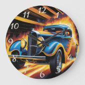炎クラシック改造の背景を走ること ラージ壁時計 (正面)
