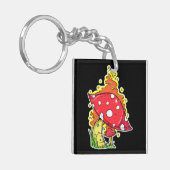 炎サイケデリックキノコイラストレーションアート キーホルダー (正面左)