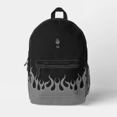 炎スタイリッシュ炎ブラックグレー プリントバックパック (正面)