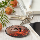 炎パーソナライズされたのバスケットボールキーチェーン キーホルダー (側面)