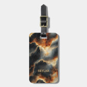 炎パーソナライズされたの溶岩大理石ラゲッジタグ ラゲッジタグ (正面縦)