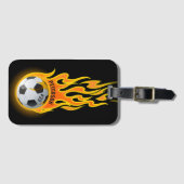 炎パーソナライズされた部のサッカーボール ラゲッジタグ (正面横)