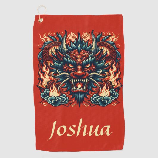 炎中国のの竜 ゴルフタオル (正面)