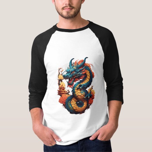 炎中国の竜Tシャツ Tシャツ (正面)