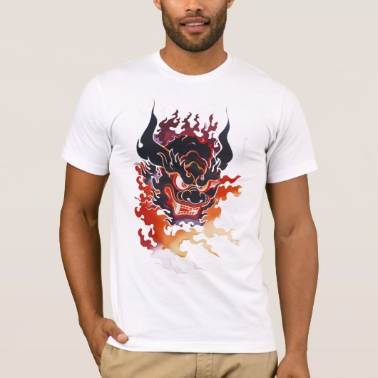 炎伝統的の鬼の面 Tシャツ (正面)