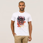 炎伝統的の鬼の面 Tシャツ (正面フル)