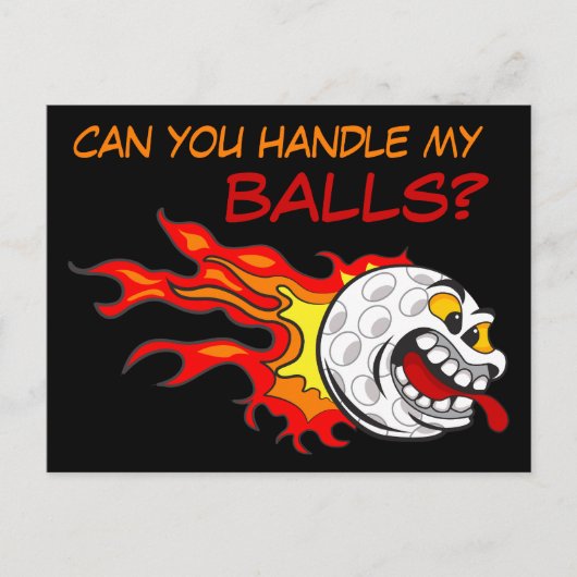 炎飛んでいるに包まれたゴルフボおもしろいール ポストカード (正面)