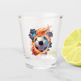 炎飛んでいるのサッカーボール。 ショットグラス