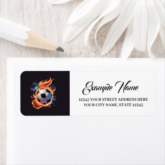 炎飛んでいるのサッカーボール。 ラベル (インサイチュ)