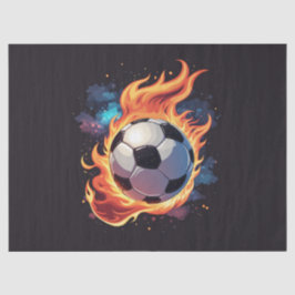 炎飛んでいるのサッカーボール。 薄葉紙