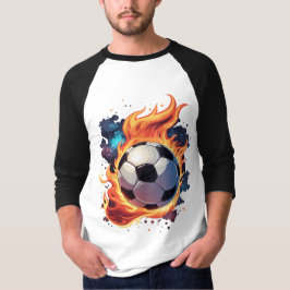 炎飛んでいるのサッカーボール。 Tシャツ