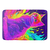 炎鮮やか絵を描に包まれた猫 バスマット (正面)