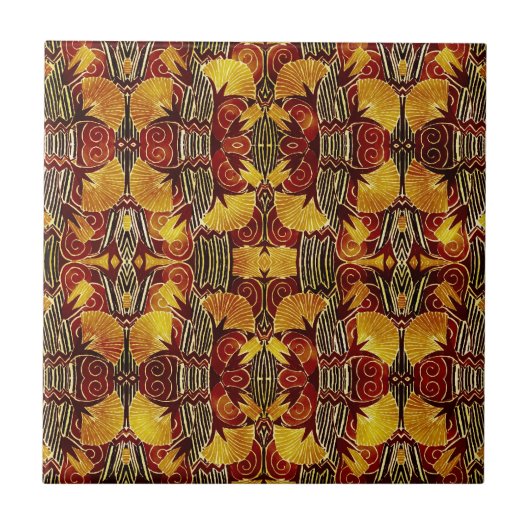 炎-アールデコパターン タイル (正面)