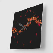 炎 スクエア壁時計 (傾斜)