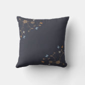 炭のお洒落フローラと蝶のアクセント クッション (裏面)