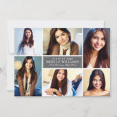 炭エレガント写真コラージュ卒業パーティー 招待状 (正面)