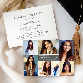炭エレガント写真コラージュ卒業パーティー 招待状