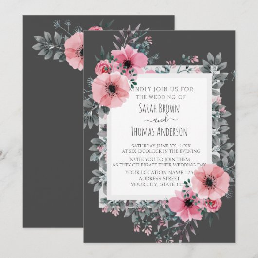 炭エレガント招待状 招待状 (正面/裏面)