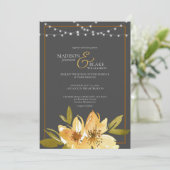 炭エレガント灰色、黄、銅結婚色 招待状 (スタンド正面)