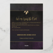 炭エレガント黒金ゴールドベルベット日付を保存 箔招待状 (裏面)