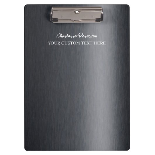 炭パーソナライズされたブラックメタル クリップボード (正面)