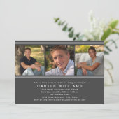 炭モダン写真コラージュ卒業パーティー 招待状 (スタンド正面)